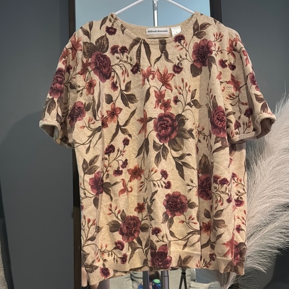 Alfred Dunner Cream Tan Boxy Polo Short Sleeve Tee - Picture 1 of 5